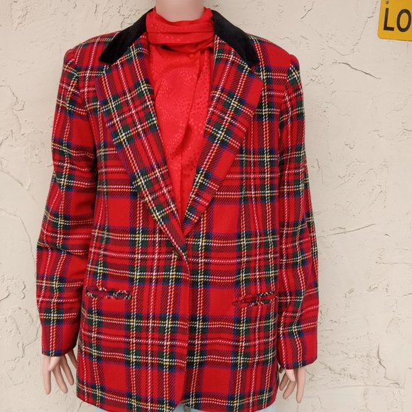 Vintage Tartan Plaid Wool Blend Blazer - Picture 7 of 8